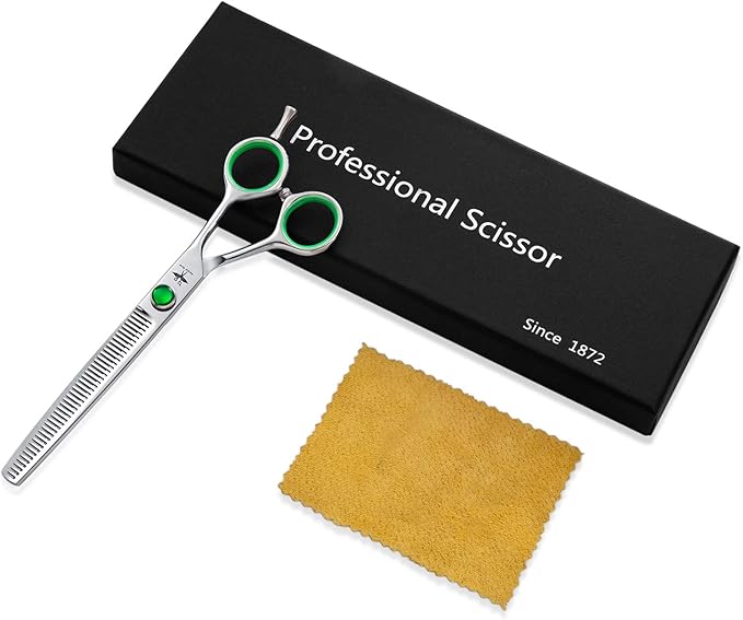 PURPLEBIRD 7 Inch Straight Dog Grooming Scissors Professional Pet Thinning Texturizing Shears Safety Noiseless Blunt Tip Trimming Shearing for Dogs Cats Japanese Stainless Steel Silver
