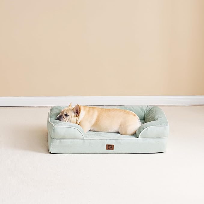 EHEYCIGA Orthopedic Large Dog Bed, Waterproof Memory Foam, Non-Slip Bottom, Sage Green, 36"L x 27"W x 6.5"Th