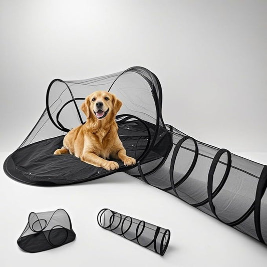 Outdoor Dog Enclosures & Catio with Weatherproof Tunnel, Ventilated Tent, and Portable Playhouse – Pop-Up Pet Playpen for Dogs, Cats, Small Animals