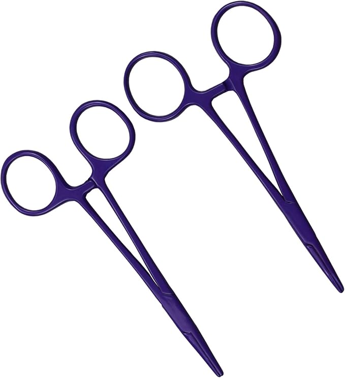 Pet Colourful Stainless Steel Hemostat Hemostatic Forcep,Pet Ear Hair Pull Forcep,Bend Head and Straight Head kit (Purple)