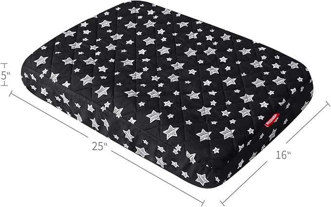 Dog Bed Covers Replacement Washable Pet Hair Easy to Remove, Waterproof Dog Bed Covers Noiseless Quilted, Pet Bed Cover Lovely Black Star Print, Puppy Bed Cover 16x25 Inches, for Dog/Cat, Cover Only