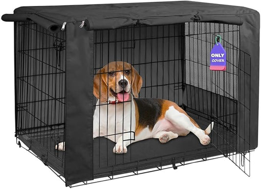 HiCaptain 24 Inch Dog Crate Cover, Black Breathable Pet Kennel Covers Fit for 1 2 Doors Standard Wire Crate (Black 24 inches)