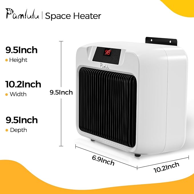 600W Dog House Heater for Chicken Coop and Rabbits - Portable With Digital Display, White Wall-Mounted Insulated Winter Pet Heater With Thermostat & Anti-Chew Cord