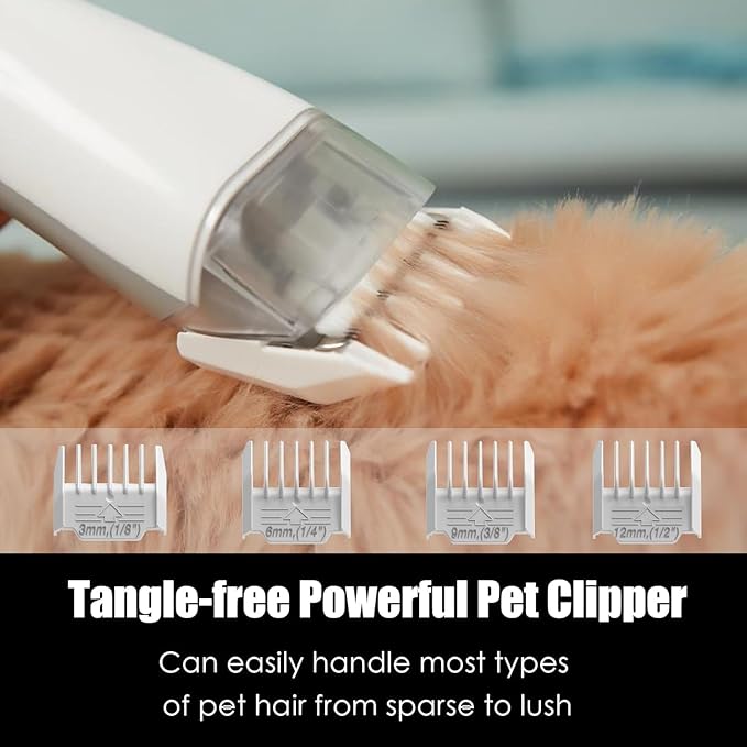Pet Grooming Kit with 3.4L Oversized Vacuum Suction - 99% Pet Hair Removal - Professional Dog Clippers & Shedding Tools for Cats, Teddy, Poodle, Golden Retrievers (Pearly White)