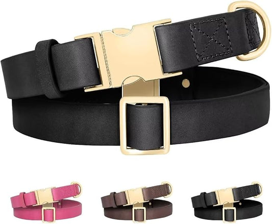 Beirui Genuine Leather Dog Collar with Quick Release Metal Buckle, Comfortable Leather Collar for Small Medium Large Dogs