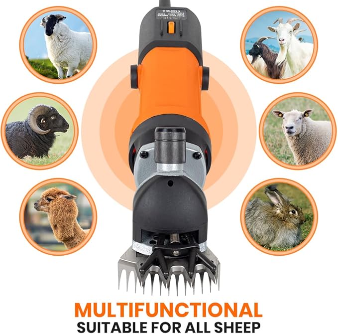 Sheep Shears Electric 850W Professional Heavy Duty Shearing Clipper with 6 Speed, for Shaving Fur Wool in Sheep, Goat, Cattle, and Other Farm Livestock Pet, with Carrying Case and Spare Blade