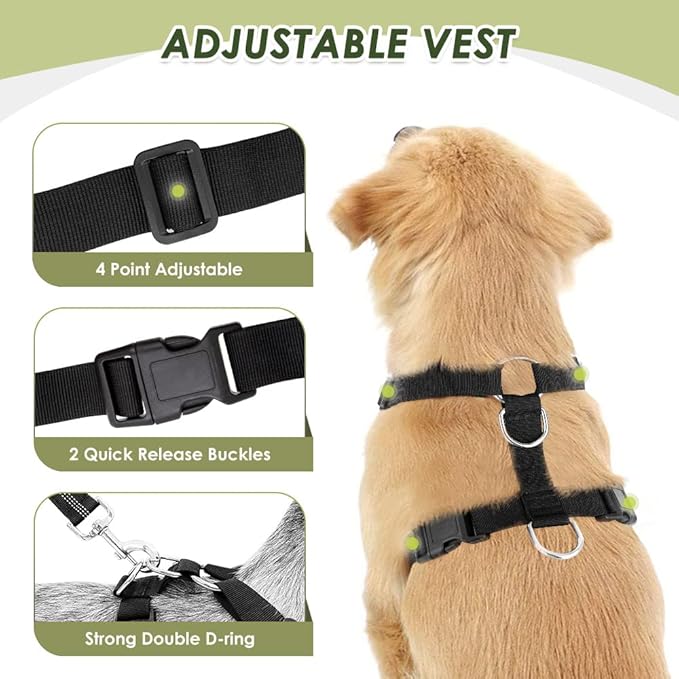 SlowTon Dog Seat Belt Harness for Car, Dog Car Harness Adjustable Mesh Breathable & Dog Seatbelt Safety Tether with Elastic Bungee for Small Medium Large Pets(Fuchsia, Double Clip, XXXS)