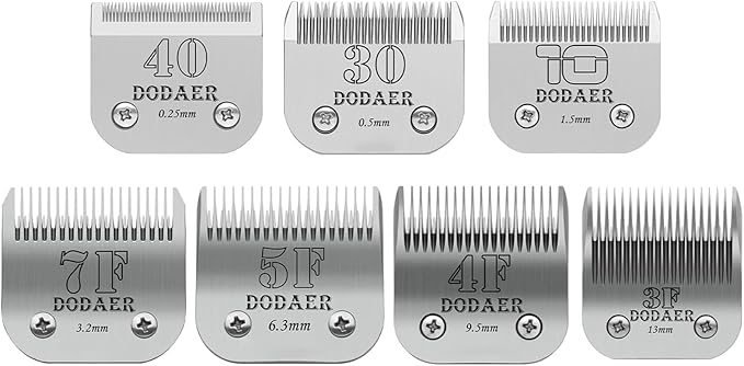 Detachable Pet Dog Grooming Blades of Stainless Steel,Compatible with Andis,Oster-A5,Wahl KM-10 Series,Size 10/30/40/7F/5F/4F/3F，7 Count