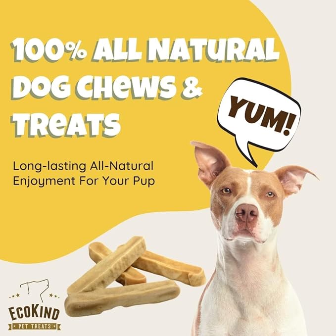 EcoKind Premium Gold Yak Cheese Himalayan Dog Chews, Dog Treats Large Breed, All Natural, High Protein Chew, Peanut Butter, Large - 12+ Chews (3 lbs)