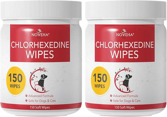NOVEHA Pet Wipes - Formulated Pet Wipes - for Facial and Finger Folds, Underarms - 3" x 2" Size (300 Counts)