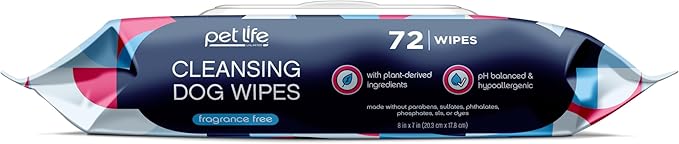 Pet Life Unlimited Pet Wipes for Dogs, Dog Cleaning Wipes - Plant-Based Dog Wipes with Moisturizing Aloe Leaf & Calendula - Made in The USA - Fragrance Free Dog Grooming Wipes - 72ct (Pack of 1)