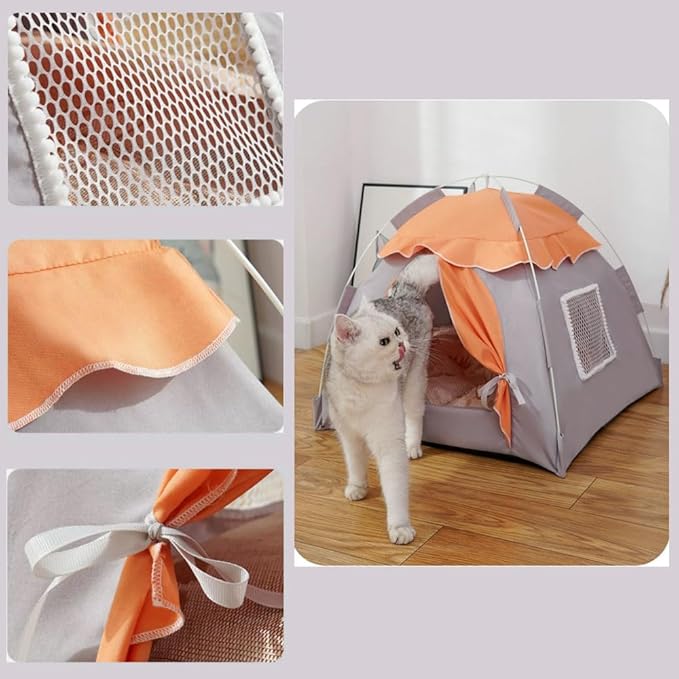 Cute Cat Teepee Cave, Cat Tent Foldable Indoor Outdoor with Thick Mat,Puppy Bed Tent,Bunny Pet Tent Teepee,Portable Dog House Teepee Tent, Cat Bed,Dog Bed Tent,Puppy Bunny,Pet Tent Teepee (X, S)