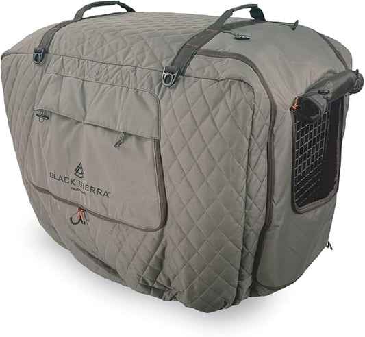 Black Sierra Insulated Large Dog Kennel Cover- 38 Inch, Ventilated, Weather Resistant- Large Crate Cover with Handles for Camping, Travel