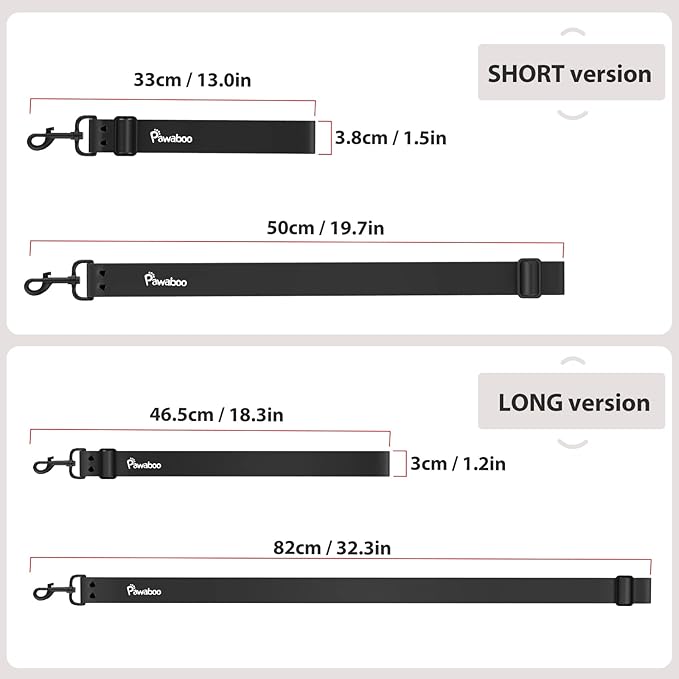 Pawaboo Dog Car Seatbelt, Universal Pet Safety Belt, Chew-Proof Dog Car Restraint with Adjustable Strap, Nylon Woven Belt & PVC Shell Dog Seatbelt Harness, Dog Leash with 360° Hook, 20 in, Black