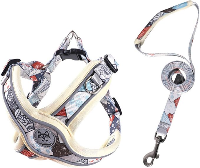 PT-010 Pet Dog Puppy No-Pull Harness Walking Training Harness with Leash Reflective Vest (Beige, Small)