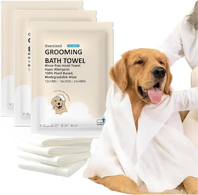 Toner Depot XL Pet Grooming Bath Wipes, Huge Rinse-Free Towels for Cleaning and Deodorizing Plant-Based Hypoallergenic Wipes for Dogs and Cats, 3 Pack (XL 18x30)