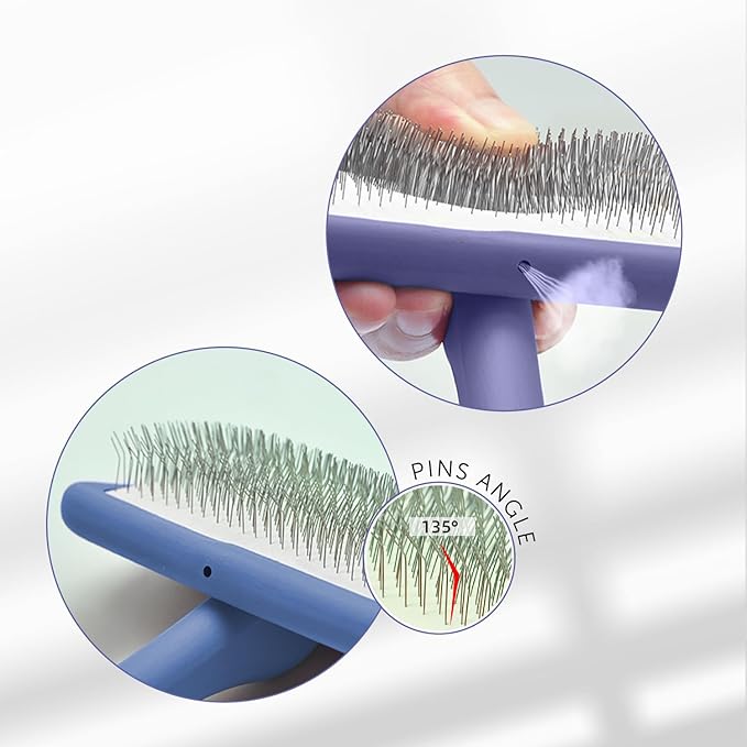 TAURO PRO LINE - Slicker Brush Rectangular L | Premium brush for dogs & cats with soft, flexible cushion ergonomic design. | Included:1x grooming brush in Purple, Dimensions: Rectangular, 4.7 x 6.6in