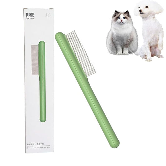 Small Dog Grooming Brush,Puppy Hair Brush for Shedding Tangles Pet Hair Removal Comb Stainless Steel Teeth Flea Comb - Perfect for Shih Tzus,Yorkies,Maltipoos,Maltese,Small Breeds (Wide teeth)