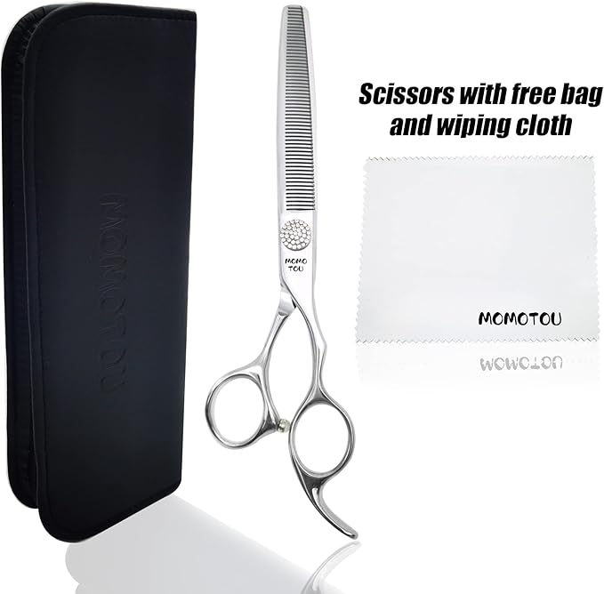 Professional Thinning Dog Grooming Scissors with Simulation Diamond 440C Stainless Steel Polished Pet Cat Thinner Blender Shears for Groomers and Home users 7''