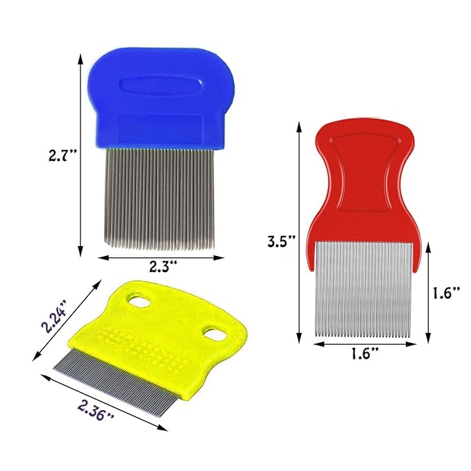 Set of 10 Pet Dog Grooming Lice Comb, Metal Head Comb for Long Hair, Dog Tear Stain Remover Combs, Hair Combs Remover for Dogs Cats, Removes Crust Mucus and Stains - 5 Types
