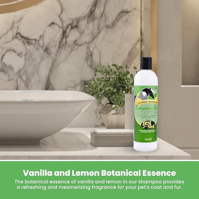 Best Shot Lemon-Aid Oatmeal Wash, Pet Shampoo for Dogs, Cats, and Horses, Ideal Pet Grooming Supplies, 16 Oz.