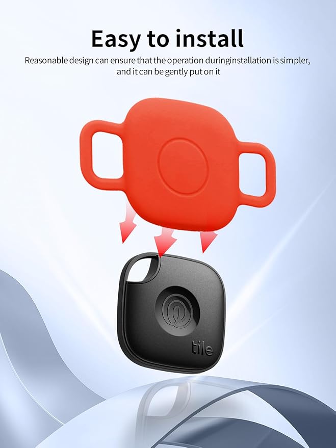 Case for Tile by Life360 Mate (2024) Bluetooth Tracker for Dog, Cat, Pets, Soft Silicone Protective Portable Scratch Shock Resistant，1 Red+1 Blue.