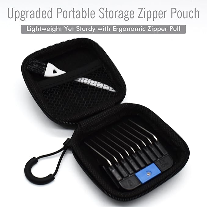 Professional A5 Style Animal Clipper Stainless Steel Color-Coded Snap-on Attachment Guard Guide Comb, 1/8"-1" Compatible with Wahl KM Series Oster A5 Andis Detachable Blade Pet Groomers (#3 - 3/8")