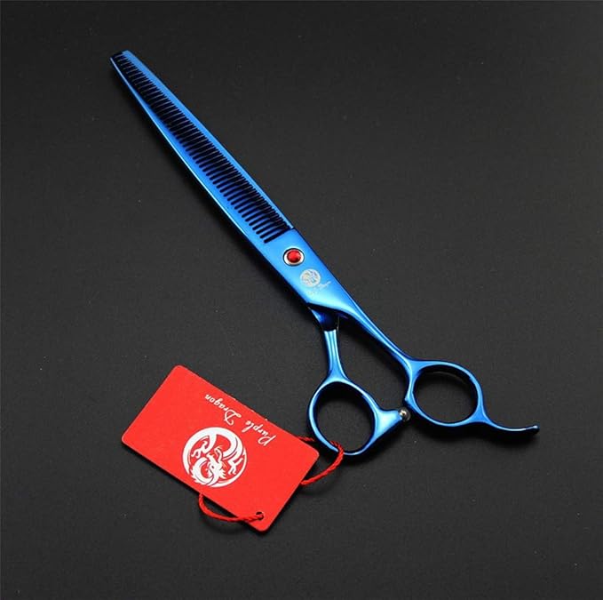 Purple Dragon 8.0" Titanium Multicolor Professional Pet Grooming Scissors Set,Straight & Thinning & Curved Scissors Shear with Bag for Dog Cat Grooming