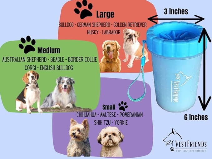 Portable Dog Foot Cleaner - Feet Cleaner for Dogs - Paw Washer - Paw Plunger - Medium and Large Breed Paw Cleaner - Travel Friendly - Durable and Leak Free - For Indoor or Outdoor Use