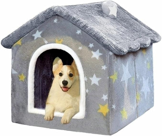 Dog House Indoor, Foldable Soft Kennel Bed Warm Cat Nest Puppy Cave with Cushion for Small Medium Large Dogs Cats (S-Within 9 lbs)