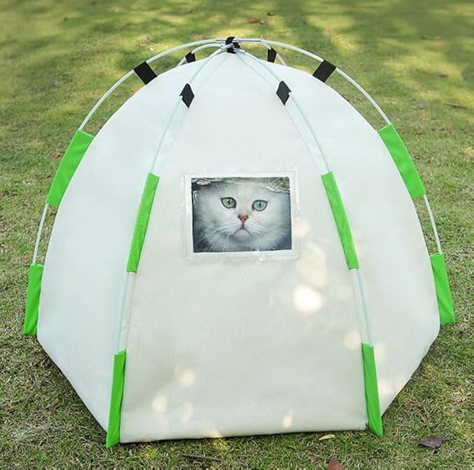 Cute Cat Teepee Cave,Bunny Pet Tent Foldable Indoor Outdoor with Thick Mat,Dog Puppy Bed,Portable Dog House,Puppy Bunny,Pet Tent Teepee (K, M)