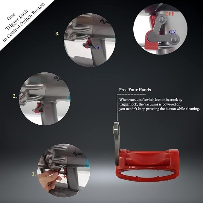 For Pet Grooming Kit Compatible with Dyson V7 V8 V10 V11 V12 V15 Vacuums with Extension Hose and Trigger lock, grey