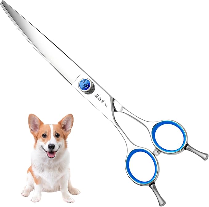 Curved Dog Scissors for Grooming,8in VG10 Steel Dog Grooming Scissors,30 Degree Bend,Sharp Blade with CNC Screw and Round Blunt Tip,Professional Pet Grooming Shears for Medium Large Dogs Cats Groomer