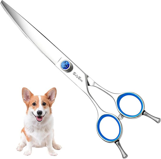 Curved Dog Scissors for Grooming,8in VG10 Steel Dog Grooming Scissors,30 Degree Bend,Sharp Blade with CNC Screw and Round Blunt Tip,Professional Pet Grooming Shears for Medium Large Dogs Cats Groomer