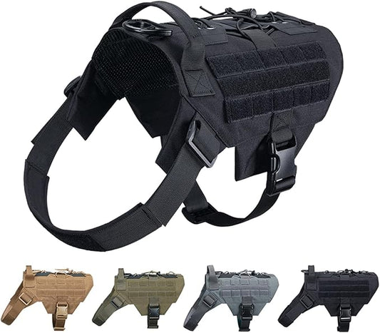 EXCELLENT ELITE SPANKER Dog Harness Tactical Military Dog Harness Adjustable No-Pull Dog Harness Training Hunting Dog Tactical Vest with Handle（BLK-M）