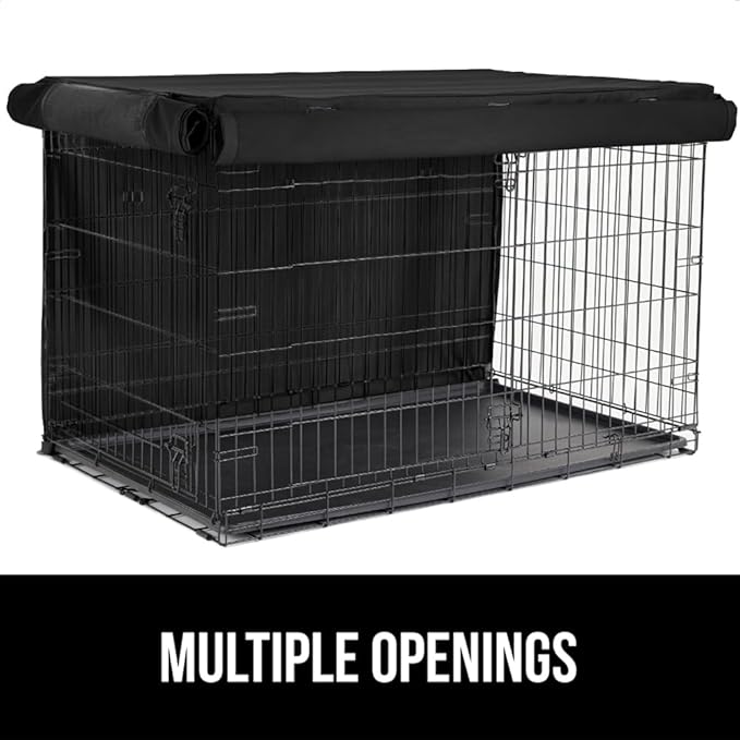 GORILLA GRIP Dog Crate Covers Compatible with Amazon Basics Dog Crates, All Sides Open, Privacy Cover Fits 36" Wire Kennel, Breathable Mesh Windows, Light Reducing Puppy Training Cage Topper, Black