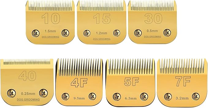 Blade Dog Grooming Detachable Ceramic Blade Compatible with Andis,Oster A5,Wahl KM Series Clippers(Gold) (10+15+30+40+4F+5F+7F)
