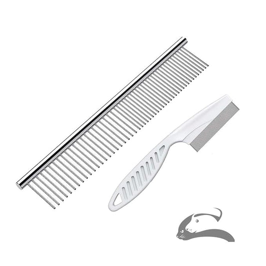 Steel Comb for Dog Grooming,Metal Dog Comb,Metal Combs for Dogs & Cats & Small Dog Grooming,Sorxine Pet Comb for Removing Matted Fur, Knots & Tangles,Shedding (Silver+White)