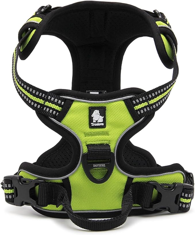 OLizee® New No Pull Dog Harness Outdoor Adventure Reflective Markings Pet Vest with Handle Adjustable Protective Nylon Walking Pet Harness Variety of Sizes and Colors,Green M