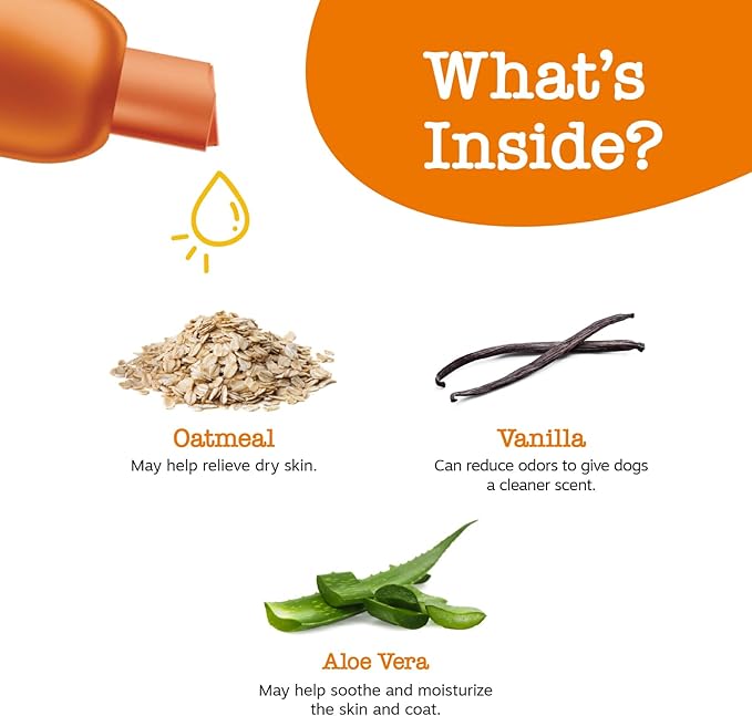 Dog Conditioner with Oatmeal, Aloe Vera & Shea Butter - Natural Grooming Pet Wash for Skin & Coat - Anti Itch Formula - Vanilla Bean Scent - 16 OZ