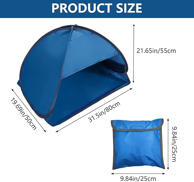 Pop Up Beach Sun Tent, 1 Pack Mini Beach Sun Shade Face Head Shade Protection Tent for Outdoor Picnic Beach Camping, Blue, L