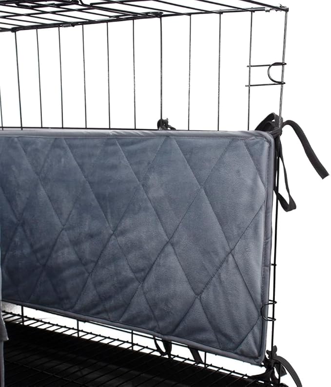 Gray Dog Crate Bumpers with Ties - Tail Protector, 42"X28"X10"