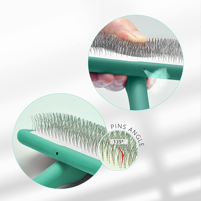 TAURO PRO LINE - Slicker Brush Rectangular S | Premium brush for dogs & cats with soft, flexible cushion ergonomic design. | Included: 1x grooming brush in Mint, Dimensions: Rectangular, 2,7 x 6.2in