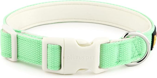 Plutus Pet Cotton Dog Collar, Heavy Duty Collar with Soft Padding, Adjustable and Comfortable for Small Medium and Large Dogs, Light Green, L