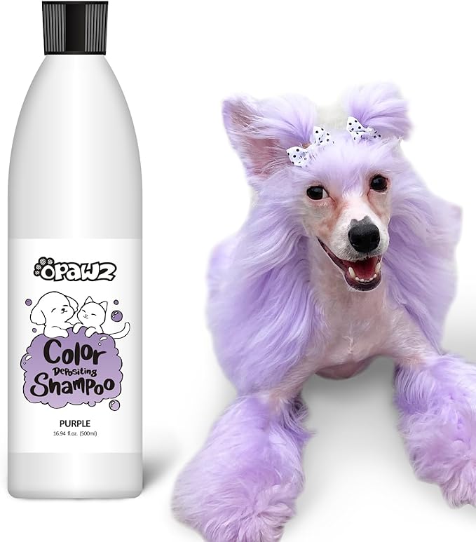 OPAWZ Color Depositing Shampoo for Dogs, Semi-Permanent Dog Hair Dye Coloring Safe Shampoo, Non-Toxic Colorwash Shampoo for Pets (Purple, 16.94 fl.oz / 500mL)
