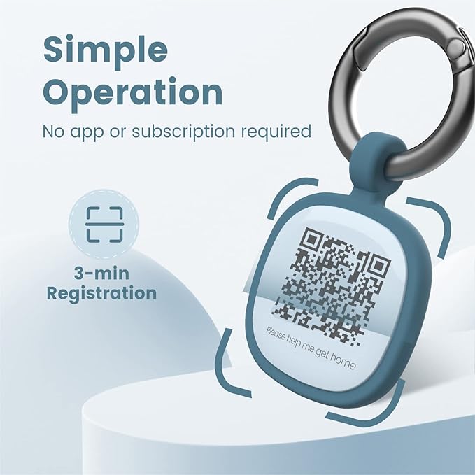Pawaii Silent Silicone Dog ID Tag, Modifiable Pet Online Profile and Emergency Contacts, Scan QR for Instant Location Alerts, 1 Pack (Deep Sea Blue)