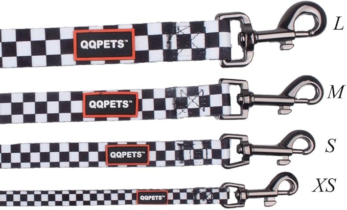 QQPETS Dog Harness Leash Set Adjustable Heavy Duty No Pull Halter Harnesses for Small Medium Large Breed Dogs Back Clip Anti-Twist Perfect for Walking (S(14"-20" Chest Girth), Black Plaid)