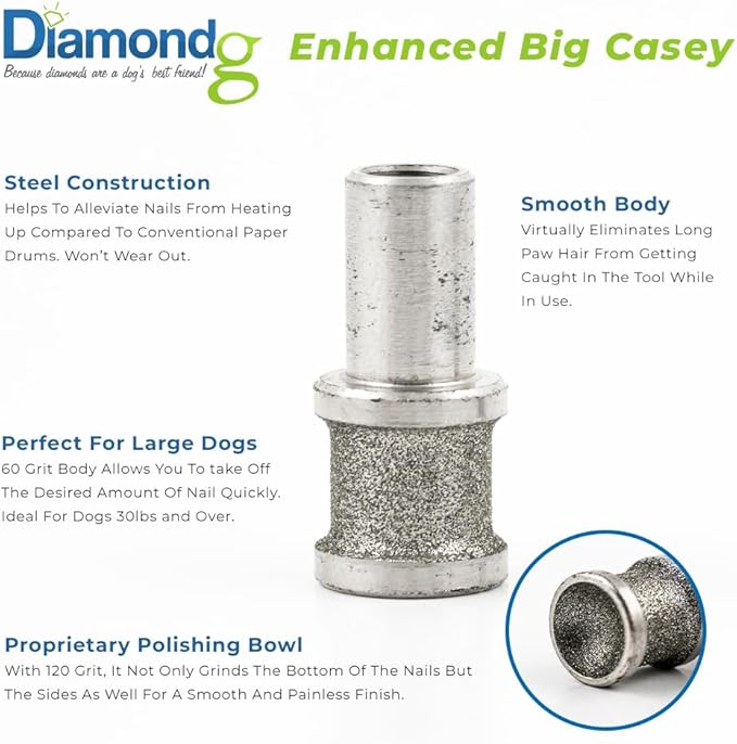 Diamondg - Professional Diamond Nail Rotary Nail Grinder Bit Dogs - Painless Nail Trimmer Bits Won't Pull Hair or Get Hot - Pack of 1 (Large)