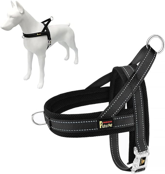 Plutus Pet No Pull Dog Harness with Breathable Mesh Padded, Adjustable Reflective Escape Proof Dog Harness, Quick Fit Dog Vest Harness for Small Medium Large Dogs(XXS, Black)