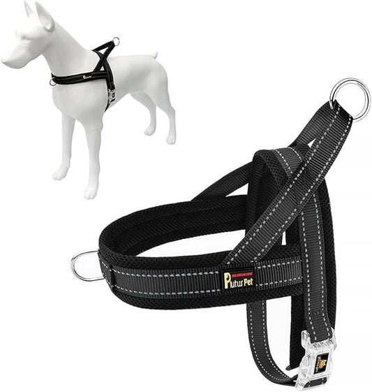 Plutus Pet No Pull Dog Harness with Breathable Mesh Padded, Adjustable Reflective Escape Proof Dog Harness, Quick Fit Dog Vest Harness for Small Medium Large Dogs(XL, Black)